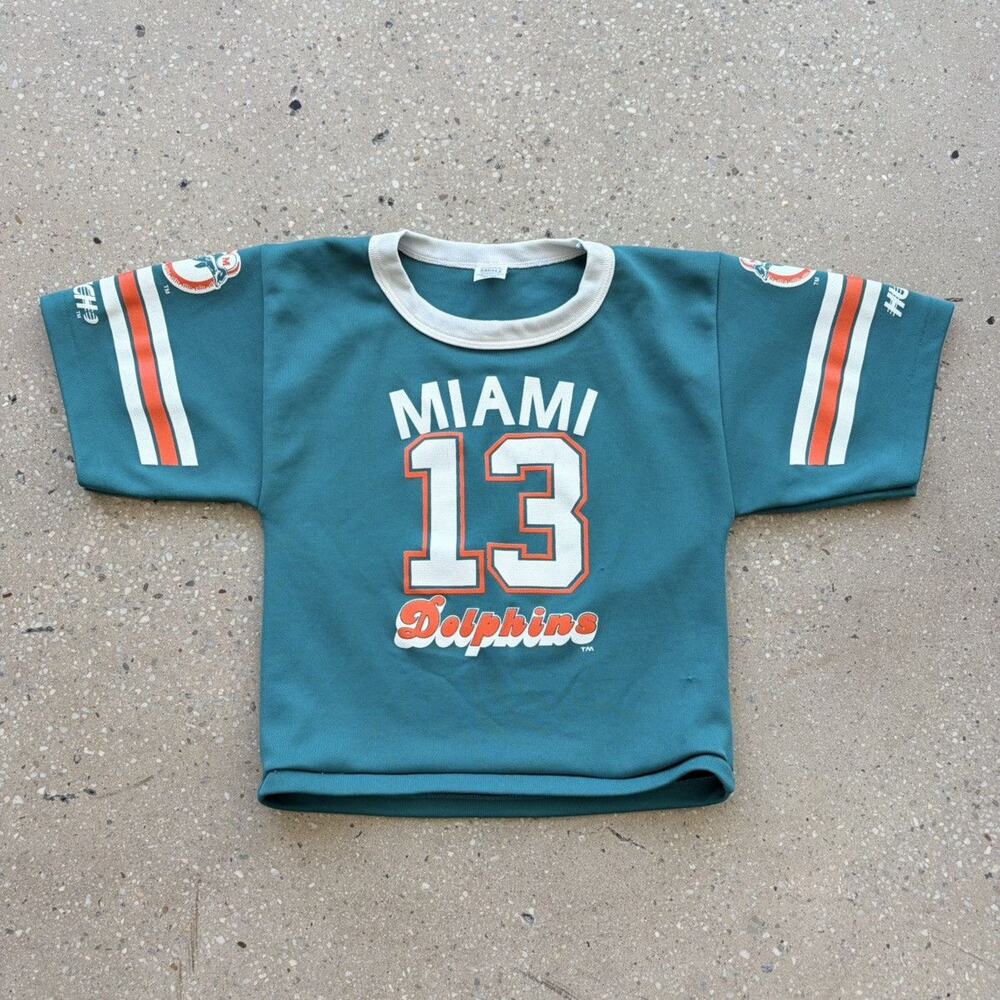 Vintage 90s Miami Dolphins Blue NFL Jersey Baby Tee